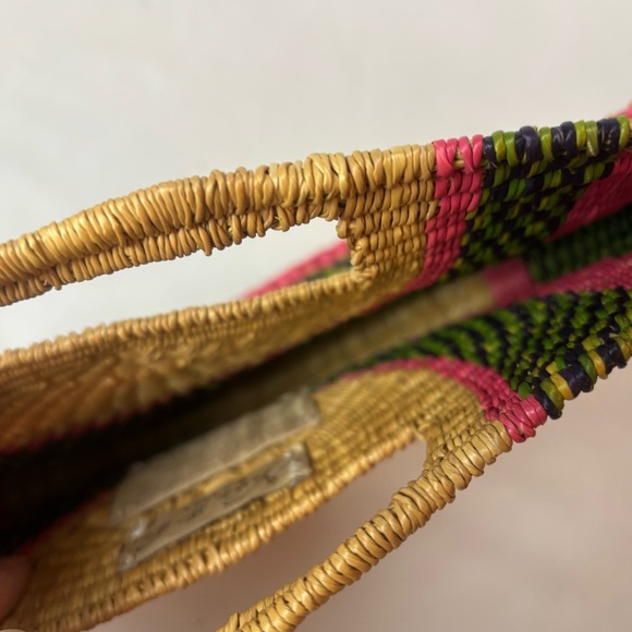 Nena & Co Ghana Hand Dyed Elephant Grass Crescent Straw Fair Trade Half Moon - Picture 3 of 7